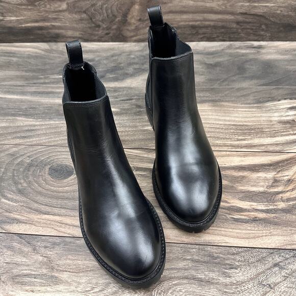 NWOB Steve Madden 9.5M Leopold Black Leather Chelsea Boots Bootie - Picture 2 of 13